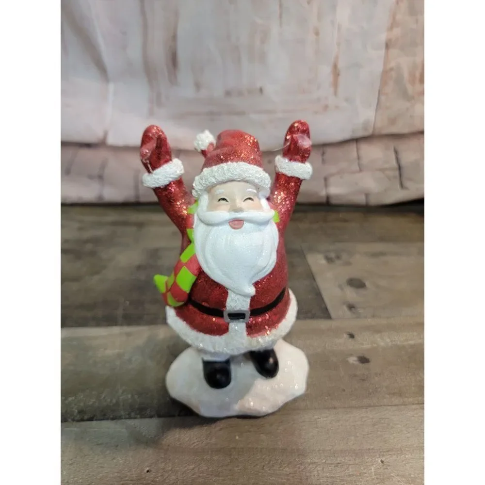 Happy santa AS IS Jolly glitter xmas snow‎ figure decor